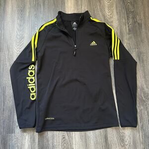 Adidas ClimaCool Black Yellow 1/4 Zip Pullover Athletic Jacket Small‎